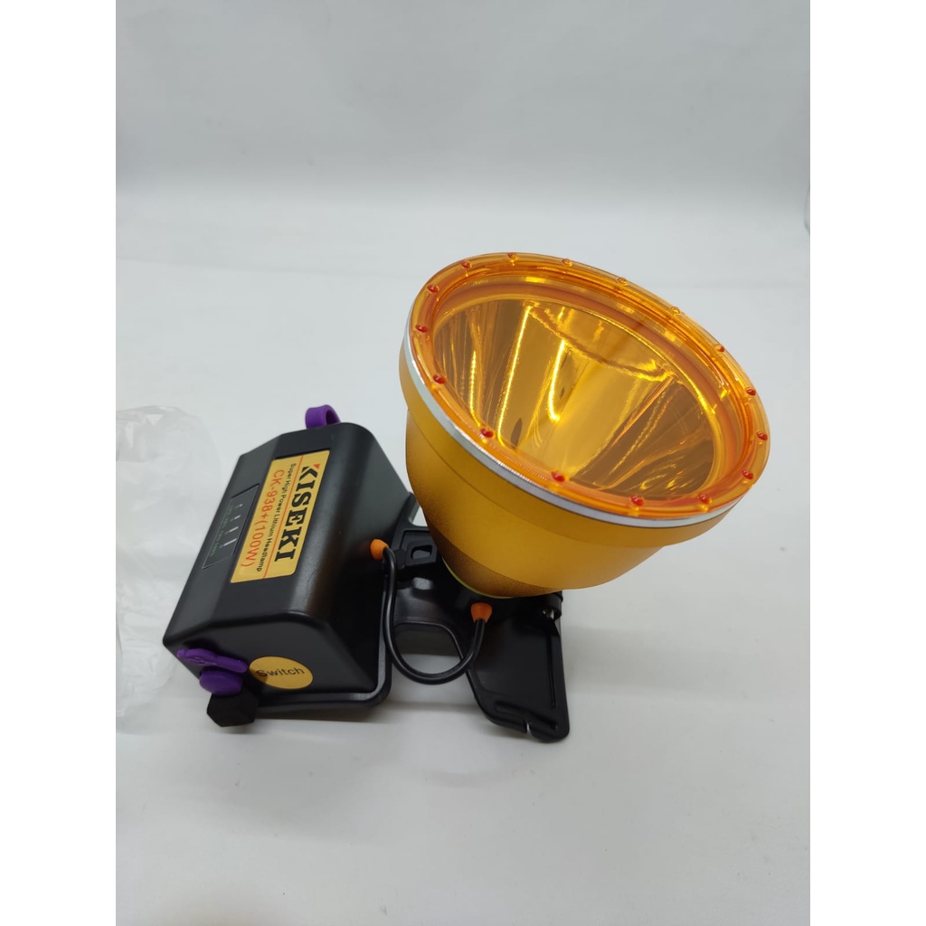 Senter Kepala Kiseki CK-938+ 100W Bisa 2 Warna Putih dan Kuning Serta Ada Korek Api - Headlamp Outdoor 100 Watt Kiseki CK-938+ Dilengkapi dengan Lensa Kuning - Senter Outdoor 2 Warna | FMS