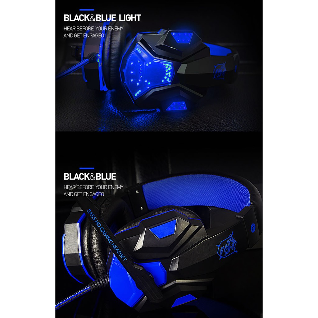 HEADSET GAMING WIRED PC780 LED LIGHT LAMPU HEADPHONE GAMING BUAT HP 3D STEREO SURROUND BASS GAMING HEADSET 3.5mm