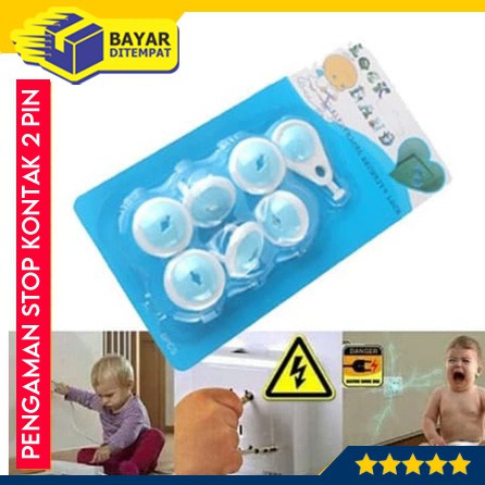 Pengaman Stop Kontak Listrik Untuk Bayi/Anak (Isi 6pcs+1kunci)