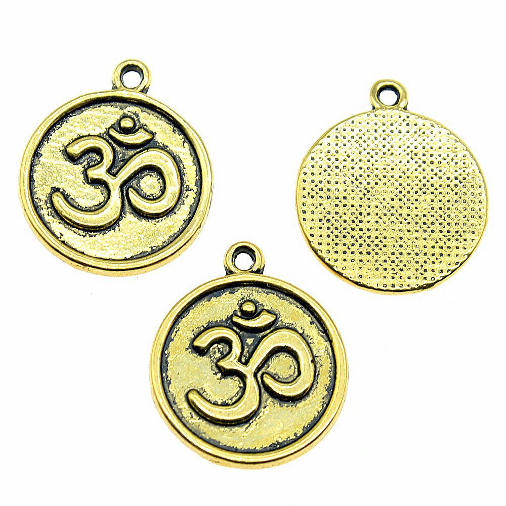 Liontin Charms Ohm  Omkara Bronze Gold Handmade Diy Untuk Membuat Perhiasan