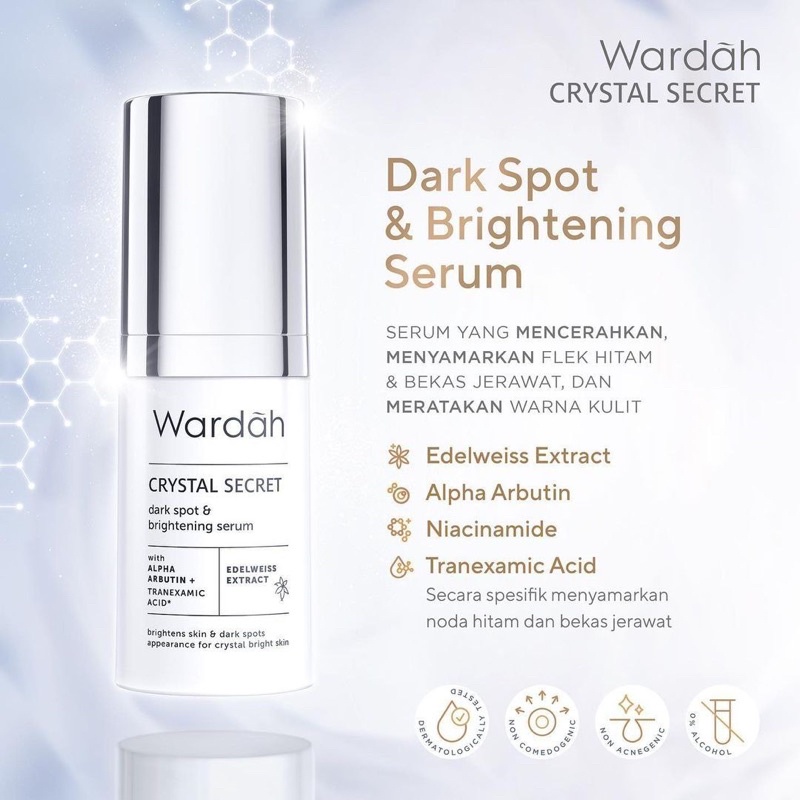 WARDAH CRYSTAL SECRET SERIES/DAY/NIGHT/EYECREAM/ESSENCE/SCRUB//SERUM/FACIALWASH/PURECLEANSER/SLEEPING CRYTAL SECRET