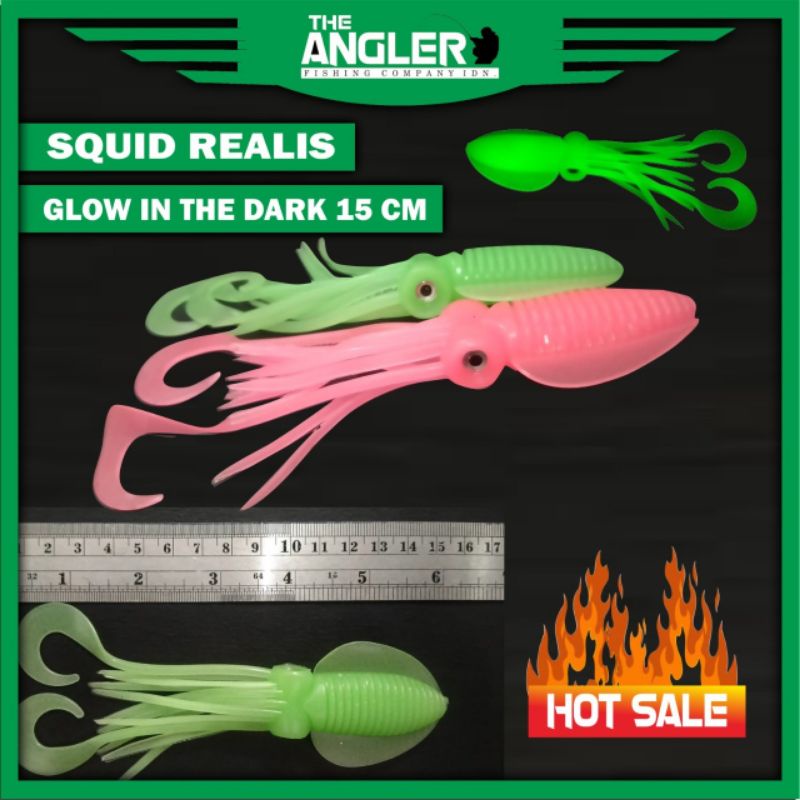 Umpan Softlure Bentuk Cumi Realis Glow In the Dark 18g