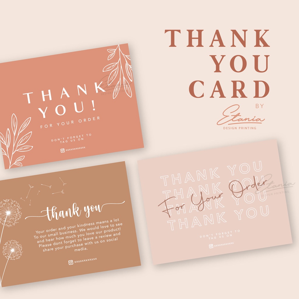 Jual Thank You Card Premium/ Thankyou Card Custom Premium / Thank You ...