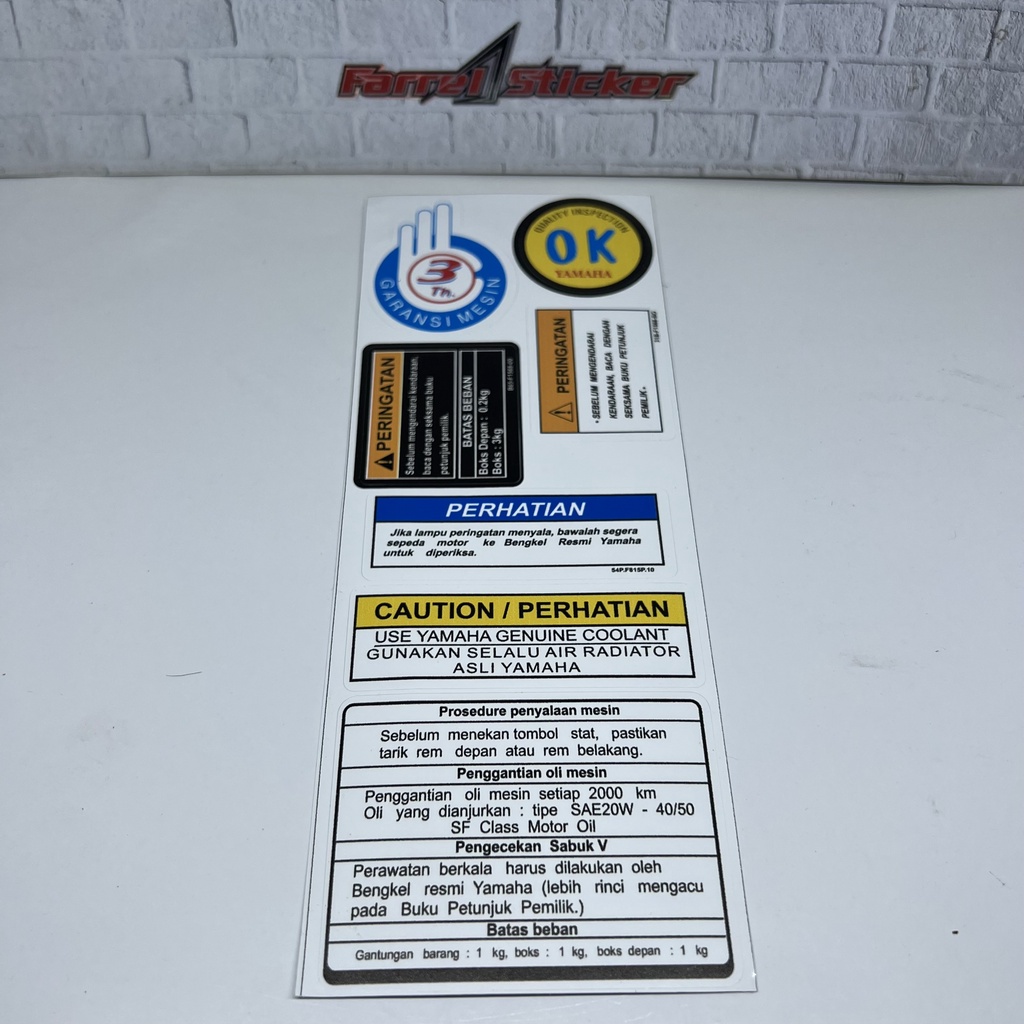 Stiker WARNING INFORMASI sticker PERINGATAN SET MOTOR YAMAHA Termurah - BATAS BEBAN