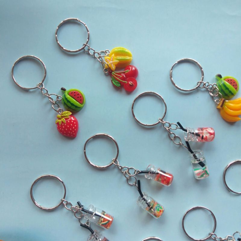 Gantungan Kunci Miniatur Buah Gelas Ganci Motor Tas Unik Lucu Boneka Akrilik Ganci Dompet