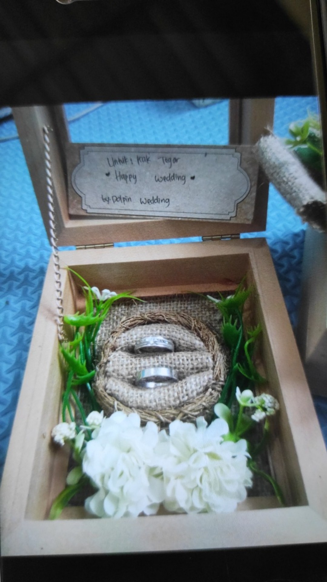 Kotak Cincin Kayu + Bunga Untuk Seserahan/ Kcb