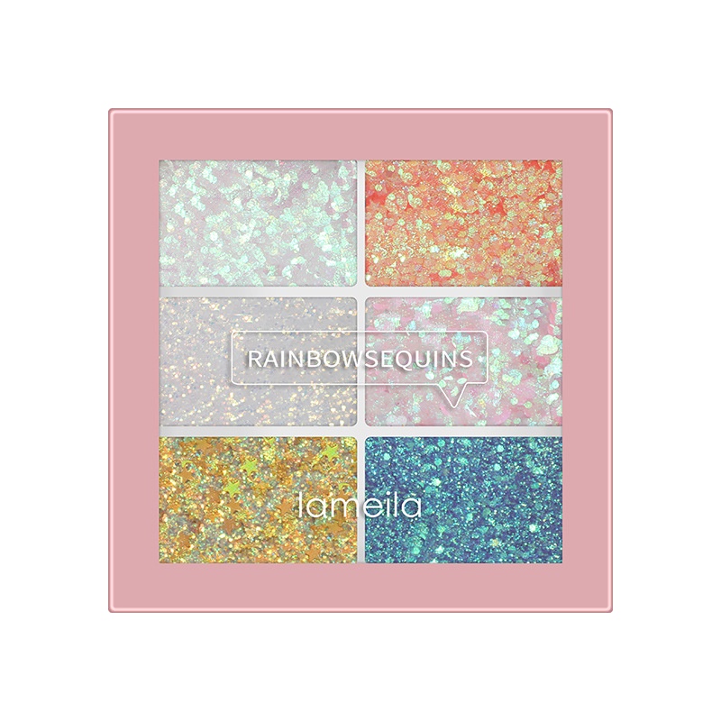 LAMEILA RAINBOW  EYESHADOW GLITTER 6 WARNA ~ LAMEILA RAINBOW SEQUINS 5072