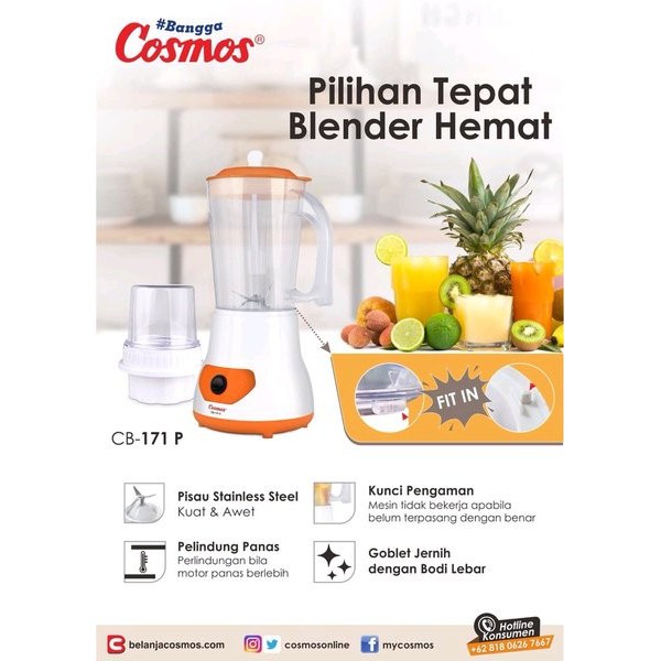 Blender Cosmos CB-171 P CB171P CB171 CB 171 P 1 Liter 1L Plastik Anti Pecah