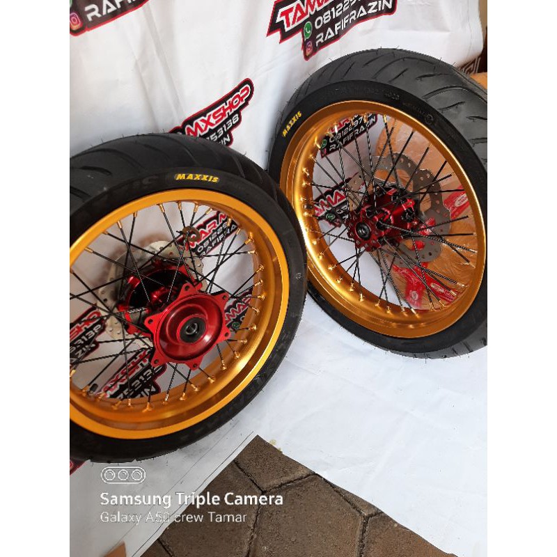 BAN SUPERMOTO CRF 150 L RODA SUPERMOTO BAN MAXXIS VELG UKURAN 300/350-17 PNP CRF 150 L