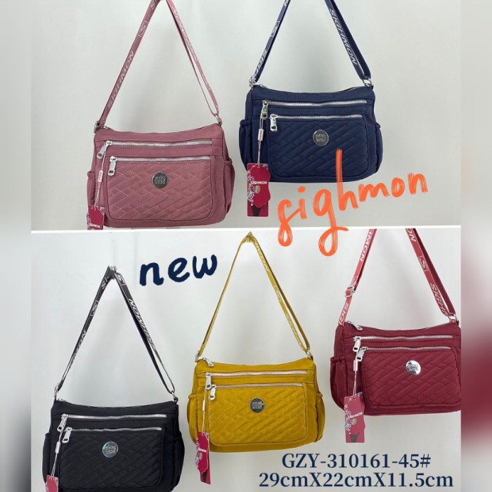 Tas Selempang Wanita Ori Sighmon Kanvas Bordir 6Sleting Sgh310161 - Dusty Diskon
