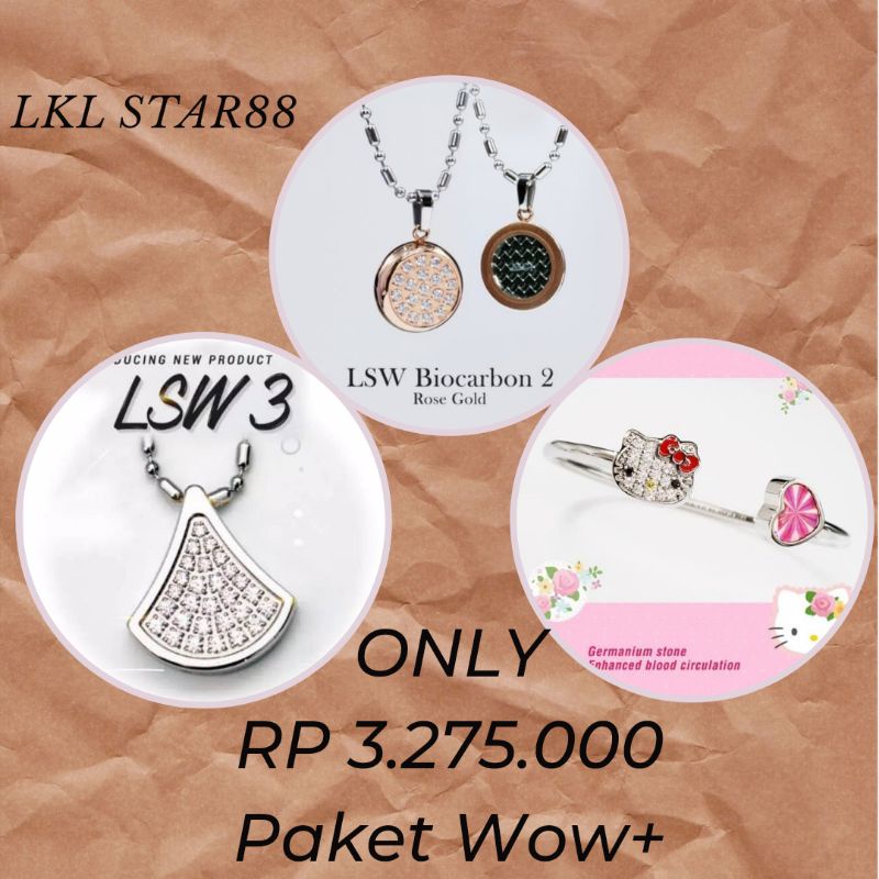 Paket LSW 3 BioPendant Carbon + LSW Biocarbon2 Rose Gold + Bangle Hello Kitty ORIGINAL MCI