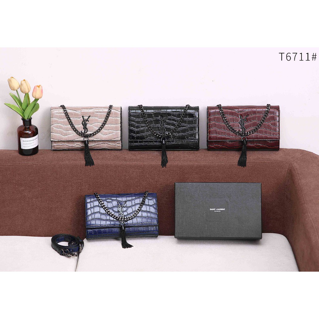TAS YSL TASSEL CHAIN BAG CROCO #6711