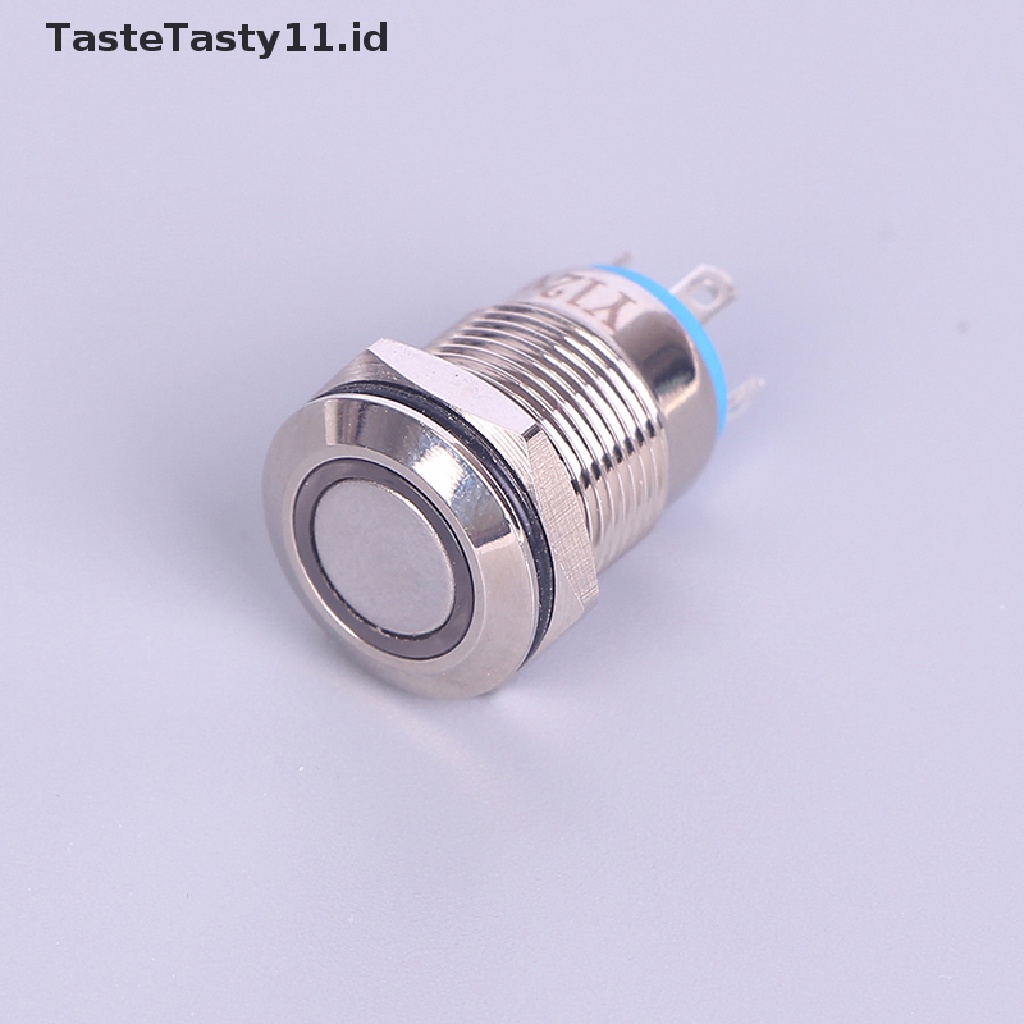 (TasteTasty) Saklar Tombol Tekan 12mm Bahan Metal Dengan Lampu LED