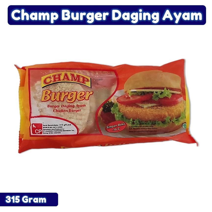 

CHAMP BURGER DAGING AYAM 315 GRAM ISI 6 PCS