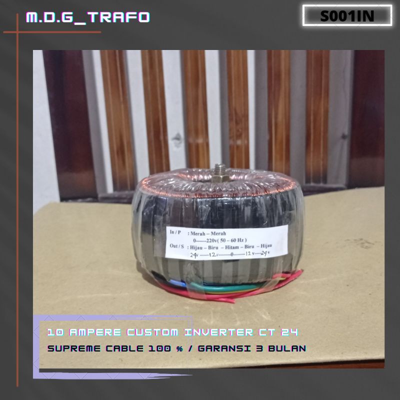 trafo toroid donat 10A CT 24v - 12v murni inverter