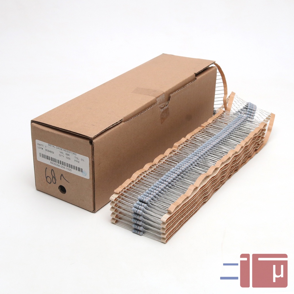 x10 Resistor 68R 68 Ohm 1W Metal Oxide 5% Taiwan Kaki Tembaga