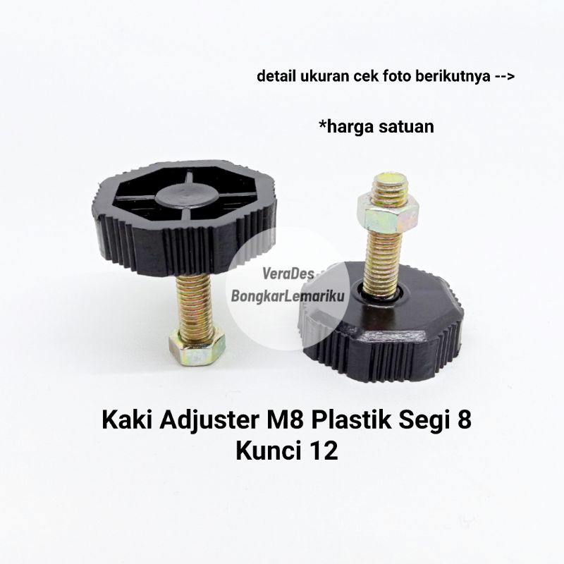 Kaki Adjuster M8 Plastik Segi 8 / Kaki Stabil Meja