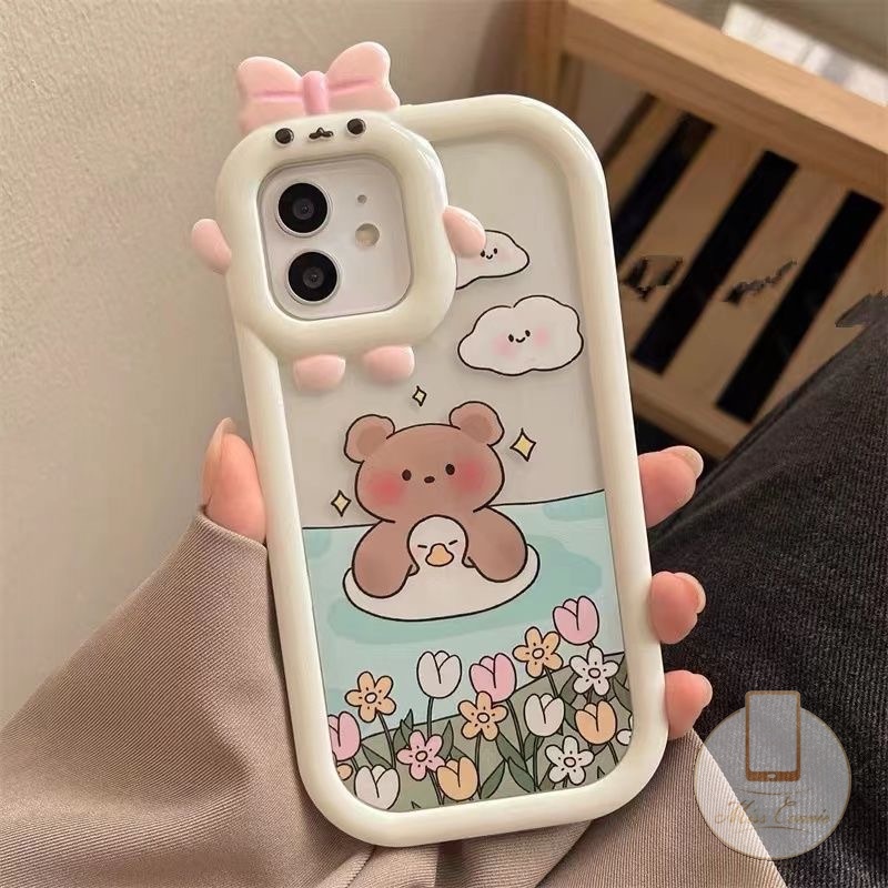 Soft Case Desain Monster Beruang Untuk OPPO A17 A16 A15 A57 A77s A16K A17K Reno 7Z 6 5F 5 4F A7 A12 A55 A96 A95 A76 A74 A9 A54 A5s A53 A5N Case Pelindung Earphone Bluetooth Airpod