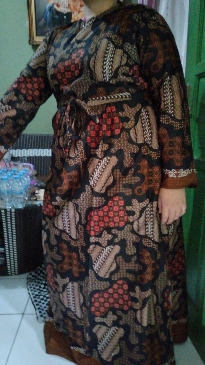 Ms Gamis Batik Sriwedari Maxi Jumbo Bumil/busui Katun Sogan Allsize Ld 104 Dan 120.