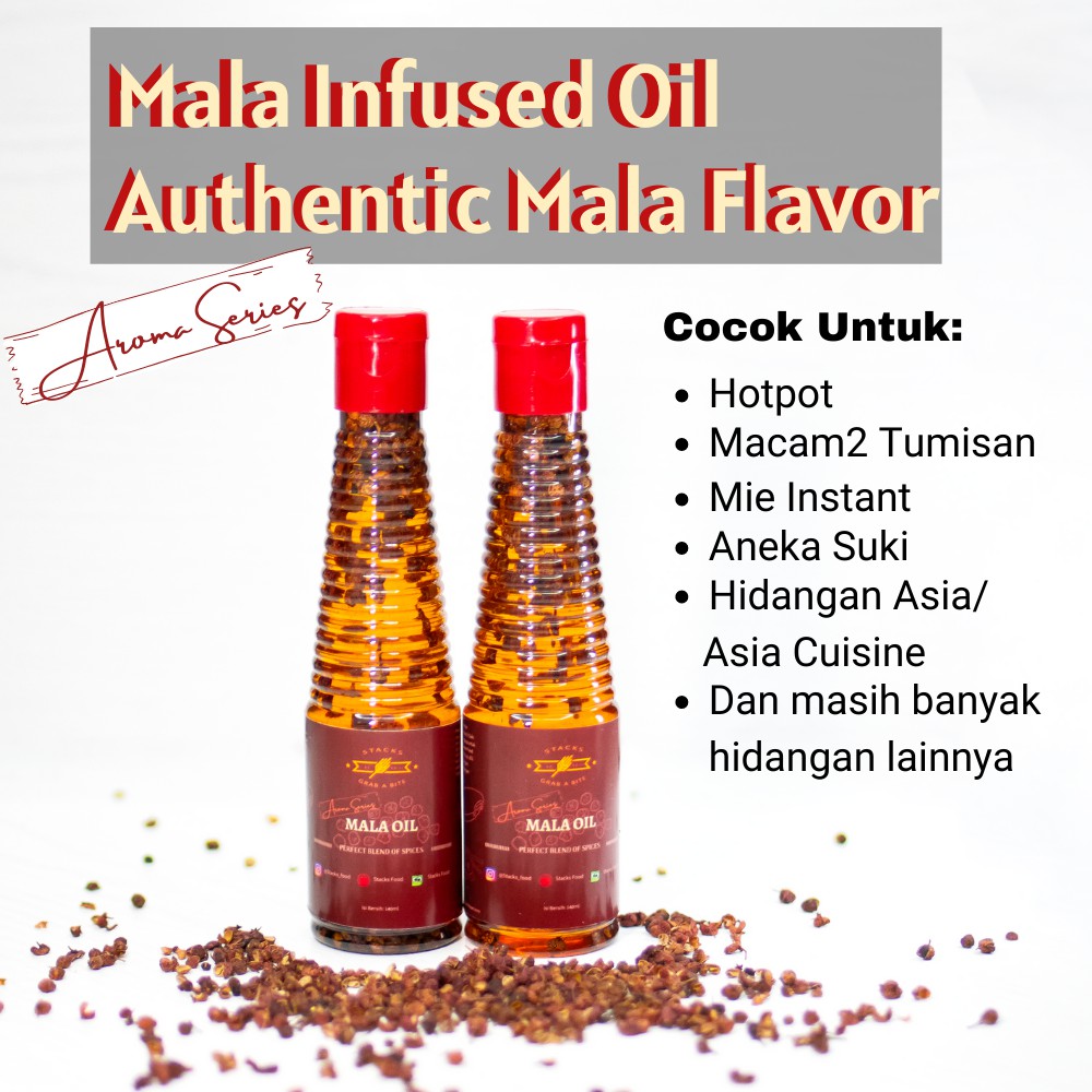

Mala Oil by Stacks Food 140ml / Minyak Sichuan Pepper / Minyak Szechuan Peppercorn / Minyak Hua Jiao (Cocok dengan Hotpot)