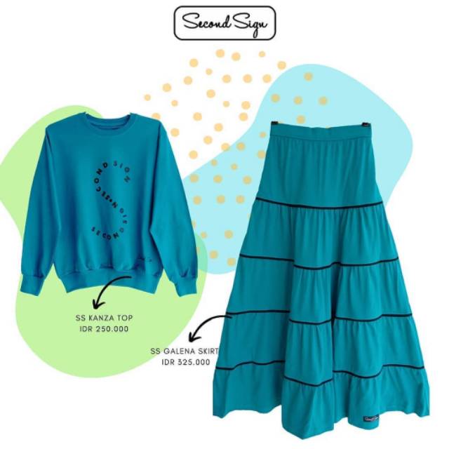 SECOND SIGN SWEATSHIRT KANZA TOP DAN SKIRT