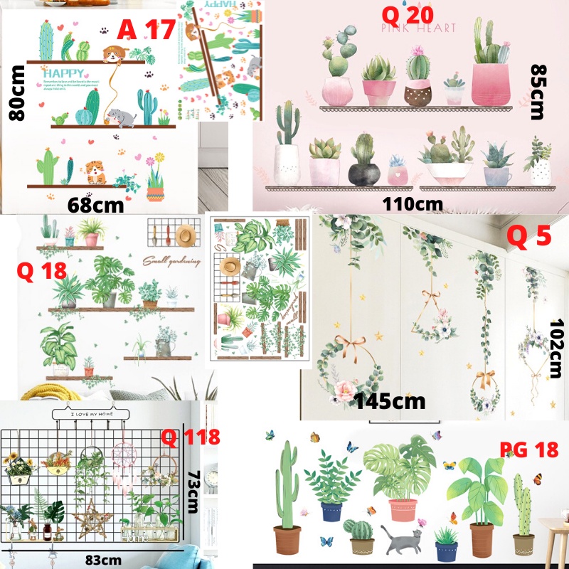 WALLSTICKER WALL STICKER STIKER DINDING MINIMALIS DAUN PISANG D1 POHON KAKTUS MONSTERA MONTERA HIJAU WALSTICKER PINTU JENDELA KACA TEMBOK WALLPAPER PAPER WALLPEPER KAMAR MANDI WALLSTIKER DEKORASI KULKAS RUMAH RUANG TIDUR KERAMIK DAPUR WALSTIKER RUMPUT