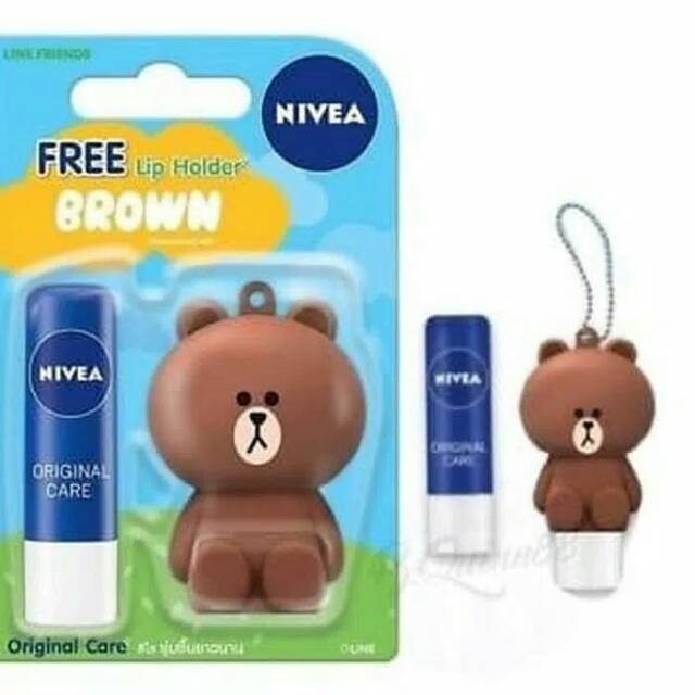 NIVEA Lip Balm Care x Line Friends Free Lip Holder Brown