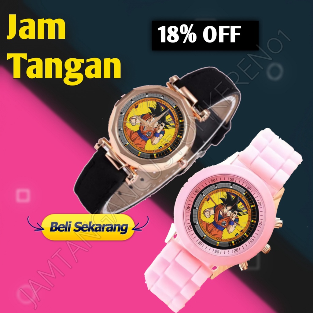 Jam Tangan Wanita DRAGON BALL Z Custom Keren Terbaru Cewek Warna Hitam Pink Kulit Karet Unik  Viral 