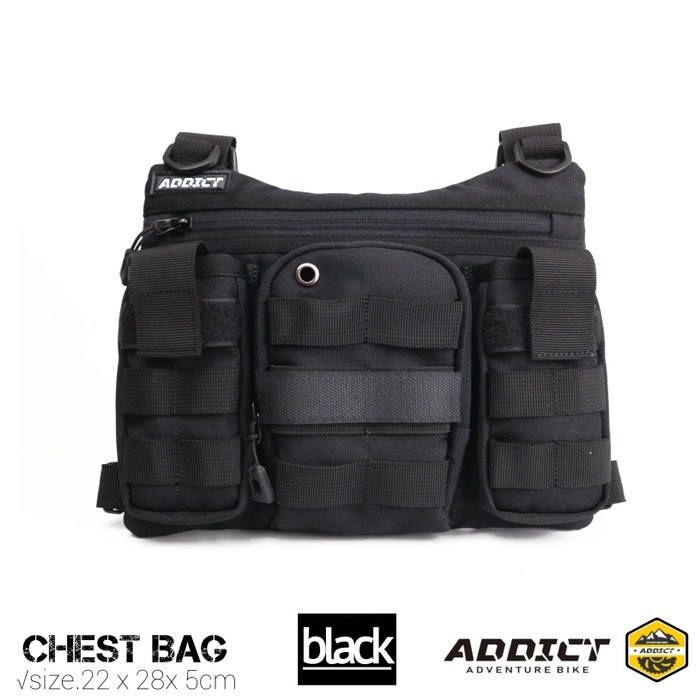 ✨ BISA COD ✨ tas rompi motor protector chest rig bag pelindung dada premium ADDICT - Hitam