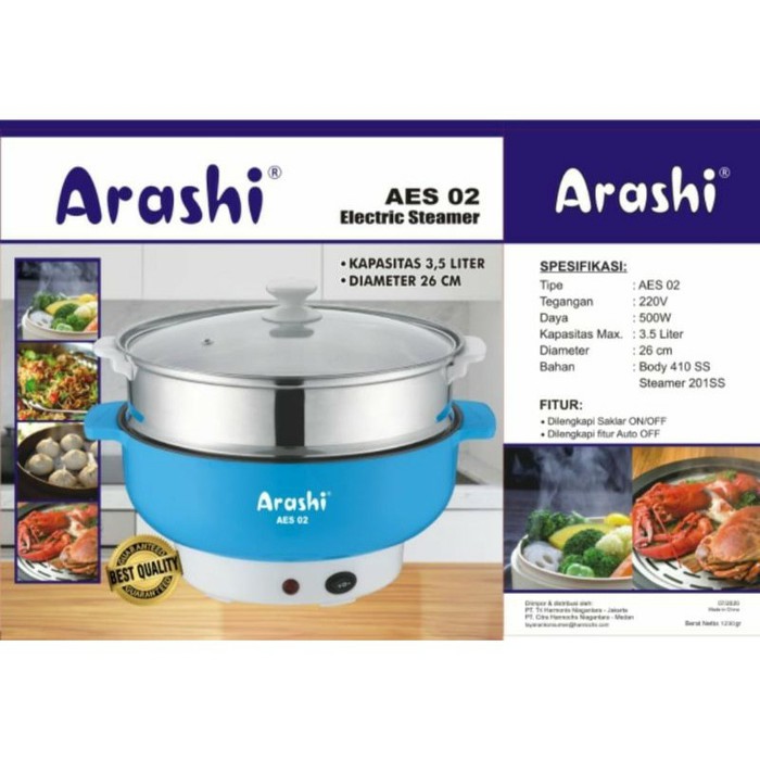 Panci Listrik Serbaguna Besar 26 Cm ARASHI AES 02 - 3,5 Liter