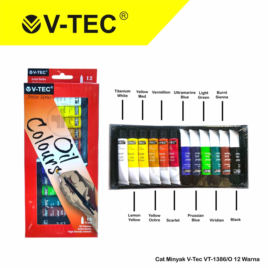 

V-Tec Cat Minyak Set VT-1386/O (12 Warna) Media Melukis Kanvas