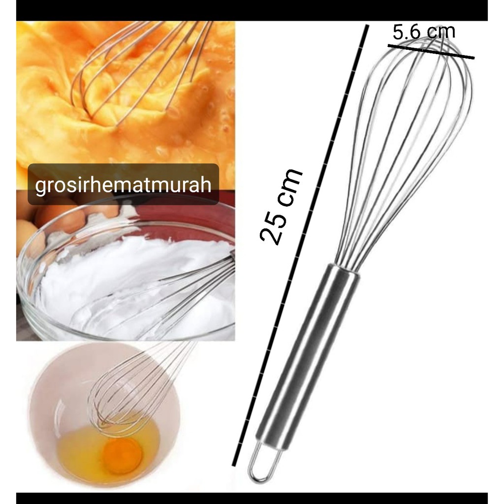 PREMIUM Egg Whisk Beater balloon 10&quot; 25 Cm PENGOCOK TELUR  FULL STAINLESS STELL