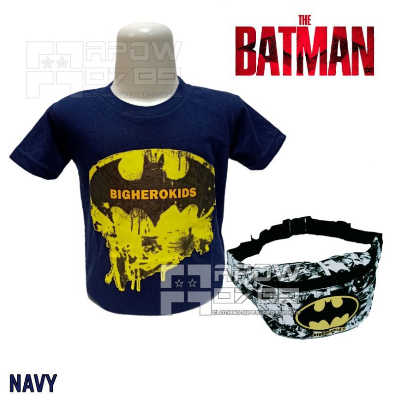 Baju kaos anak batmen gratis waistbag - baju anak