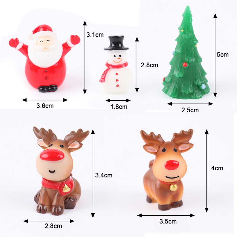 1 Pc Ornamen Bentuk Pohon Natal Rusa Santa Claus Mini Bahan Resin Untuk Dekorasi Rumah