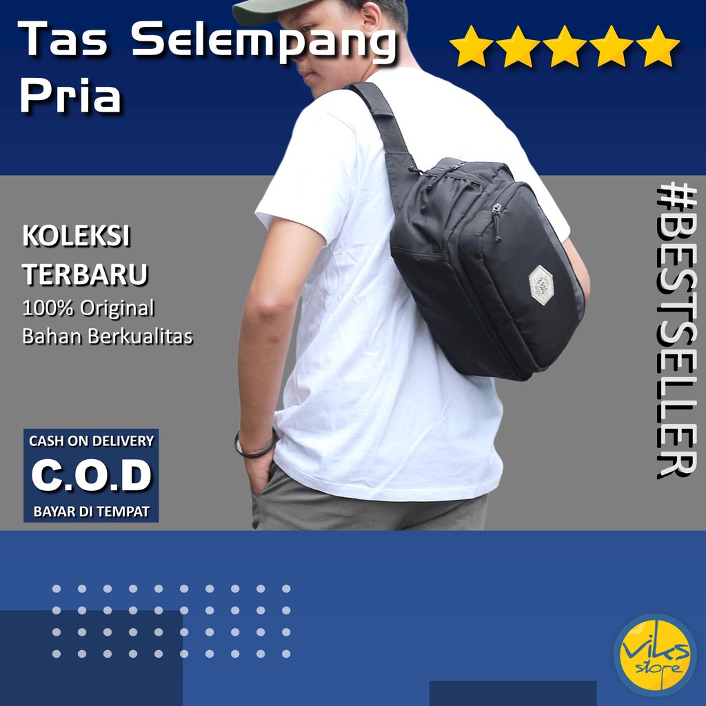 Tas Selempang Pria Cowok B Bag Original Slingbag Tas Bahu Multifungsi Simple Hitam