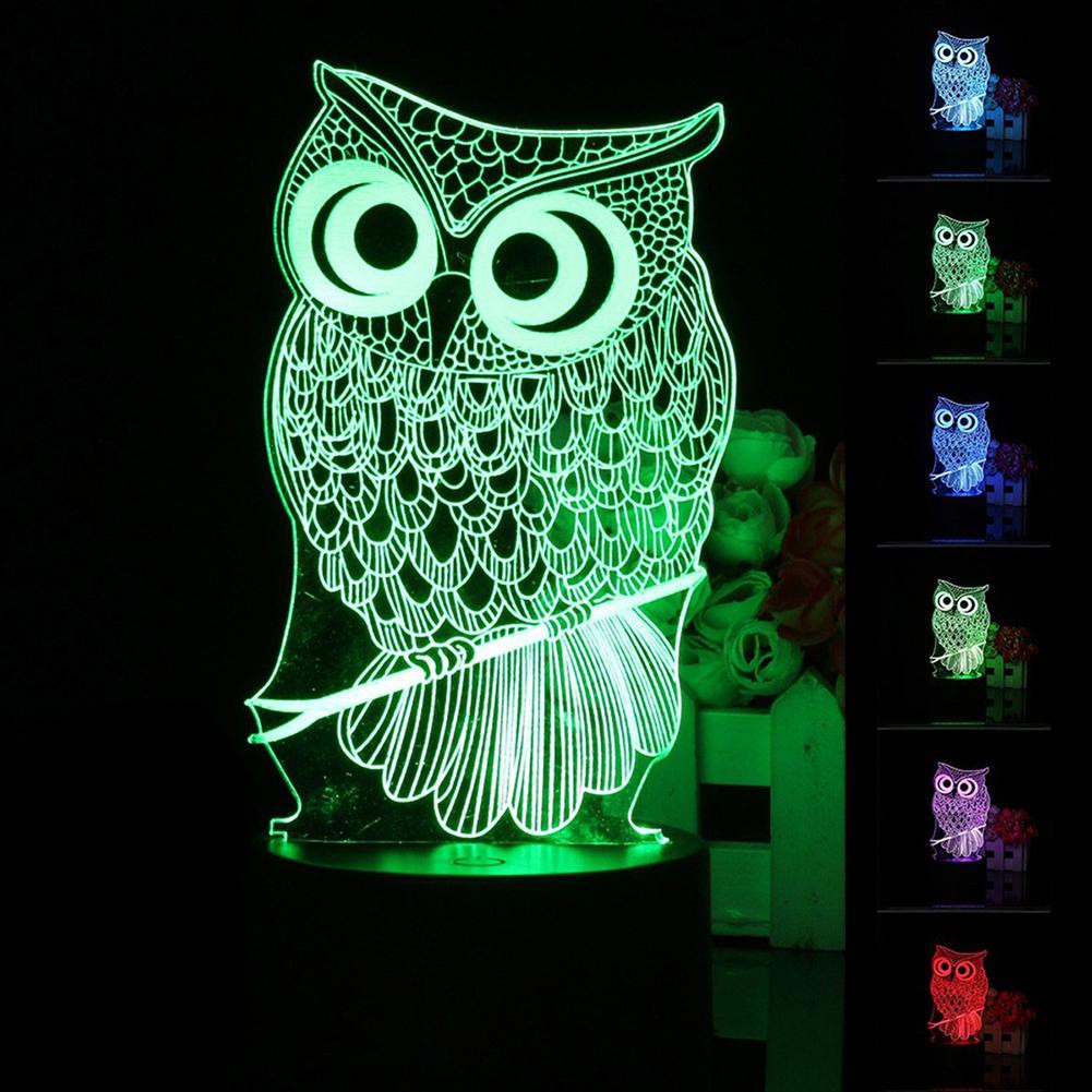 Lampu Meja Led 3d Touch Bentuk Burung Hantu Multi Warna Shopee