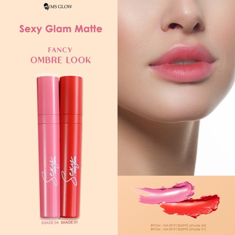 MS Glow Sexy Glam matte/ Lipstik MS Glow Terbaru Original