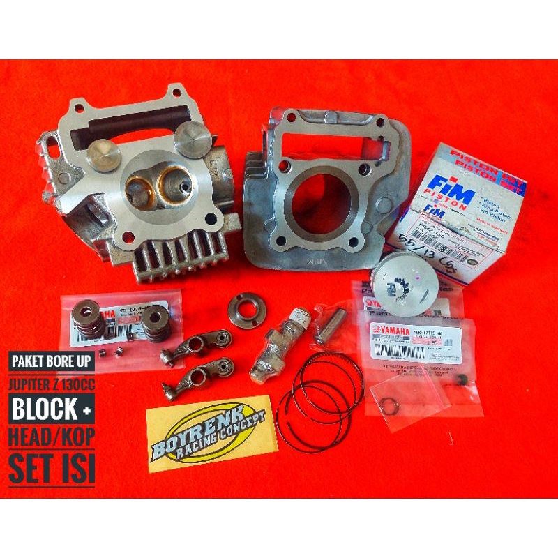 PAKET BORE UP JUPITER Z 130CC BLOK+HEAD/KLEP 28/24 FULL ISI -BOYRENK RACING