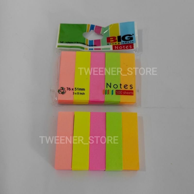 

BIG Stick Notes Pembatas Buku Kertas | 76x51mm | 3x2inch | 5 cut