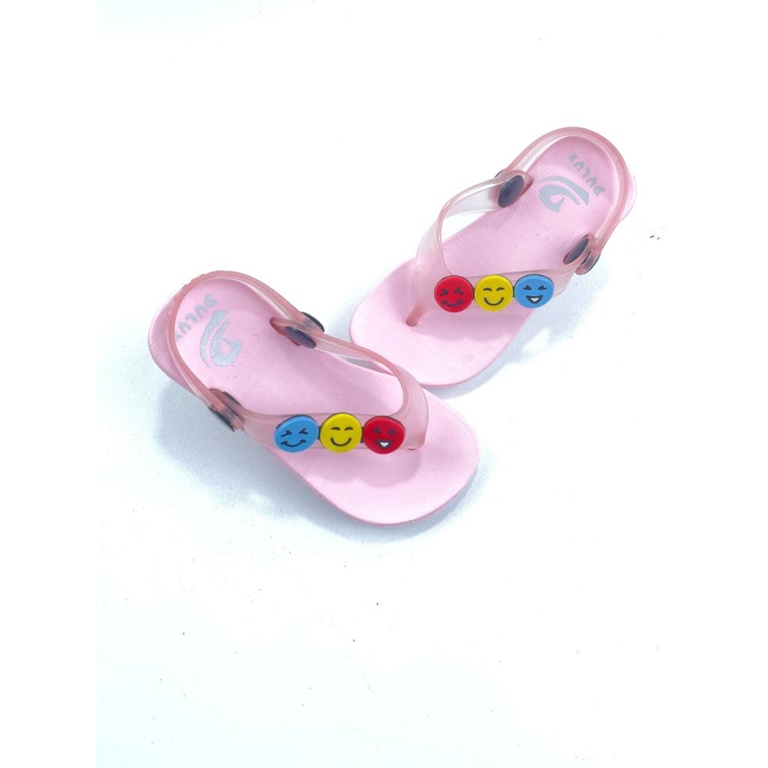 Sandal Jepit Anak Perempuan Karakter Emoji Smile / Sandal Jepit Karet Anak Cewek Tali Belakang Merek Dulux Ukuran 20-25 DX-397E