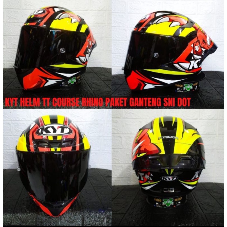 KYT HELM  TT COURSE RHINO PAKET GANTENG MOTIF TERBARU SNI DOT(Ongkir termurah 2 kg)