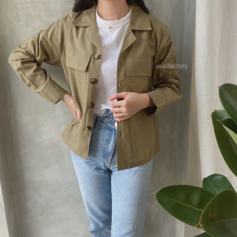 SIVALI Claryn Outer Linen - Kemeja Linen - Atasan Wanita | Kardigan Saku 2278