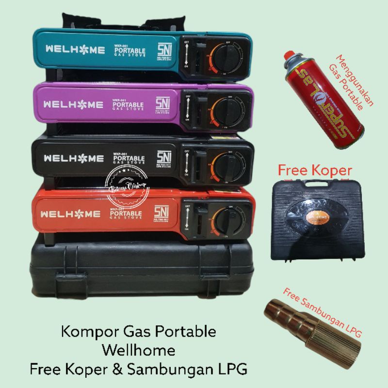 KOMPOR GAS PORTABLE WELLHOME CAMPING 2IN1 ORIGINAL