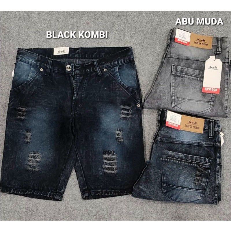 Celana Pendek Pria Jeans Snow Sobek By XPD