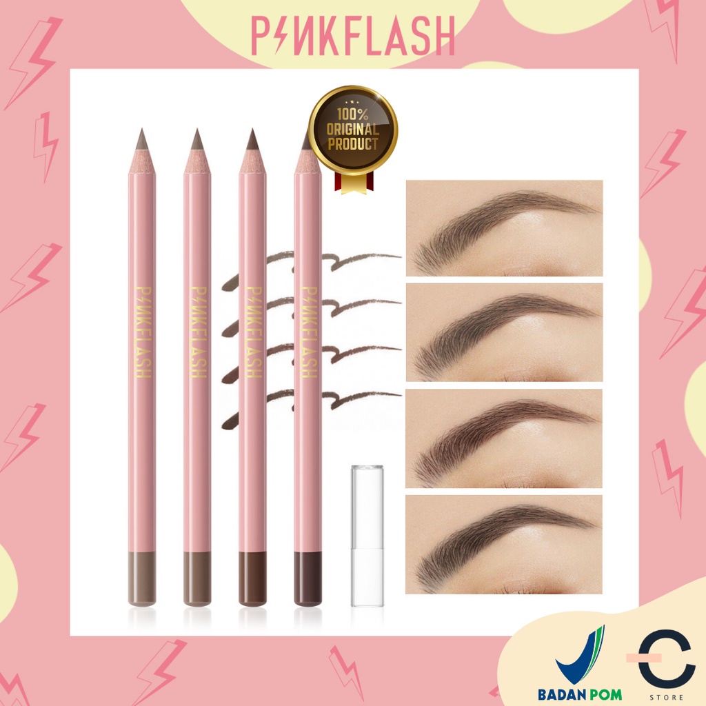 [ORI BPOM] PINKFLASH Ohmyemoji Eyebrow Pencil | PINKFLASH Waterproof Easy Eyebrow Pencil | Pensil Alis Anti Air Tahan Lama #PF-E02