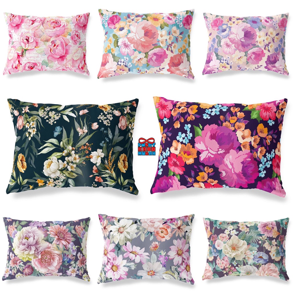 Bantal 45x30 cm Print Motif Bunga Flower Floral - Pusat Kado Murah