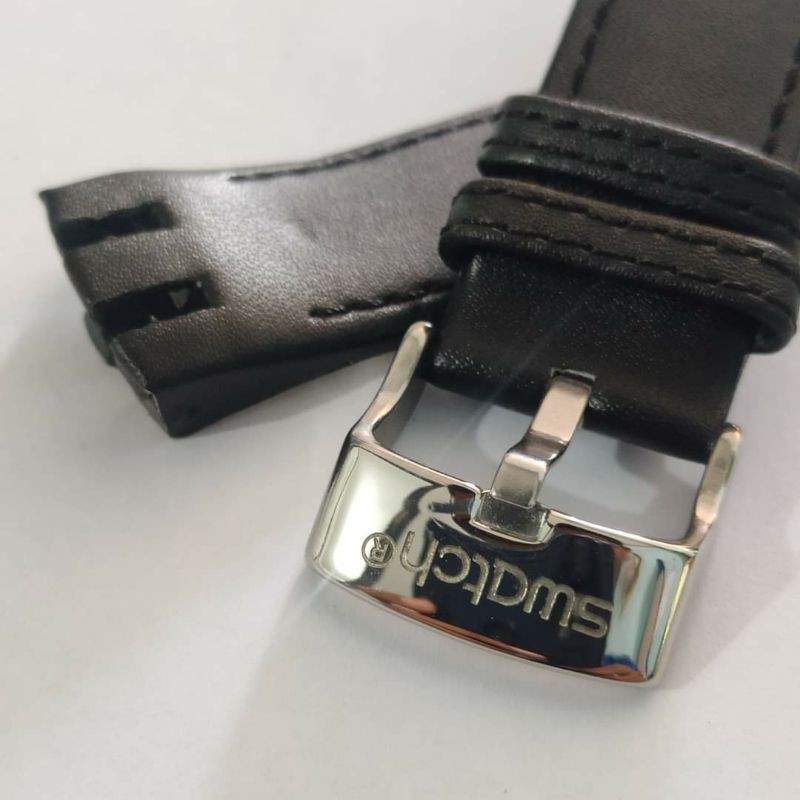 21mm Genuine leather soft leather strap for swatch Hitam