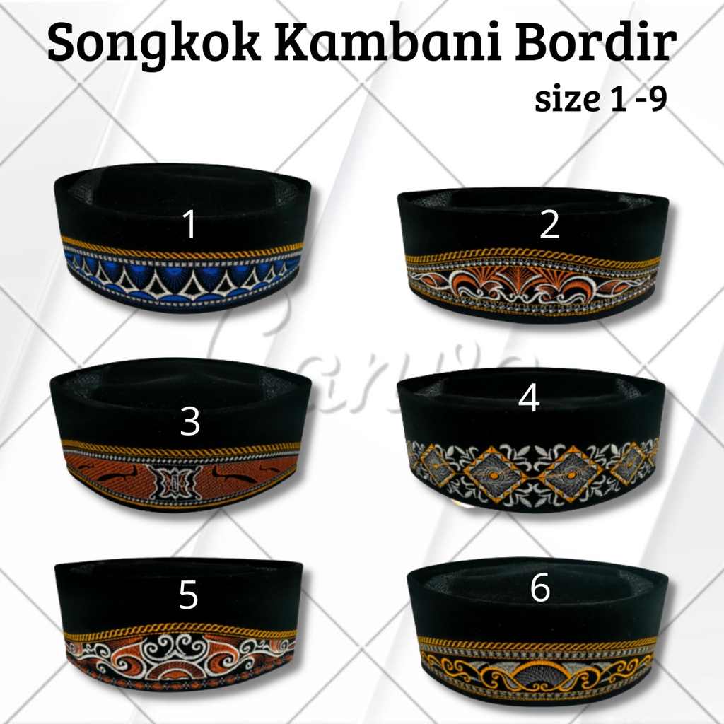 Peci Kambani Bordir Peci Bordil Songkok Hitam Bordir Songkok Hitam
