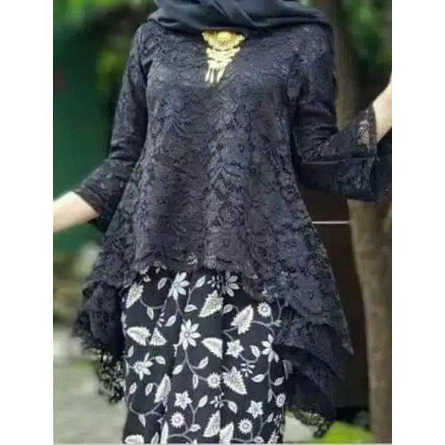 atasan kebaya rinjani/kebaya brukat terbaru/kebaya brukat modern varian warna/COD HITAM