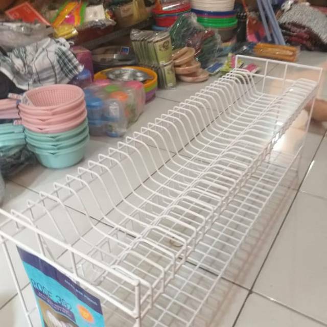 Rak piring besi 2 susun panjang Rose 392 LONG tingkat alat masak mangkok gelas bisa gantung